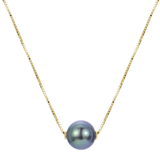 Parkplace Pearls 14KT Yellow Gold Fancy Green Color Tahitian Pearl Solitaire Necklace 966821/BGRN