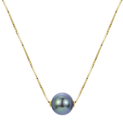 Parkplace Pearls 14KT Yellow Gold Fancy Green Color Tahitian Pearl Solitaire Necklace 966821/BGRN