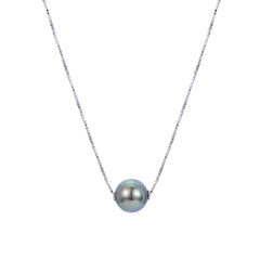 Parkplace Pearls 14KT White Gold Fancy Blue Color Tahitian Pearl Solitaire Necklace 966821/WH-BLB
