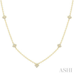 ASHI Clover Bezel Set Diamond Station Necklace 966TUPPTGNKYG