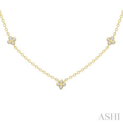 ASHI Clover Bezel Set Diamond Station Necklace 966TUPPTGNKYG