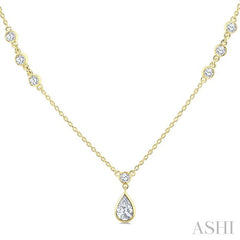 ASHI Pear Shape Bezel Set Drop Necklace 967THPPFGNKYG