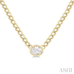 ASHI Oval Shape Curb & Cuban Diamond Fashion Necklace 967Y0PPFGNKYG-OV