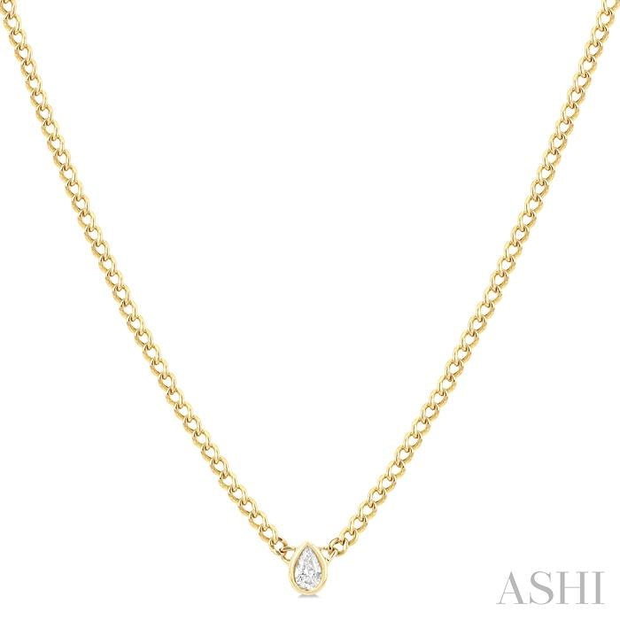 ASHI Pear Shape Bezel Curb & Cuban Diamond Fashion Necklace 967Y0PPFGNKYG-PR