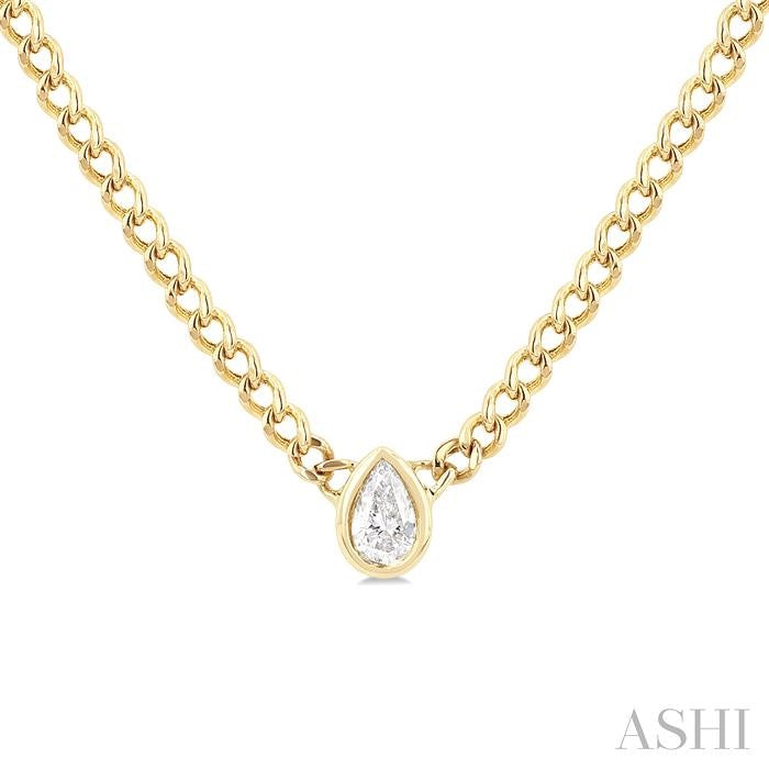 ASHI Pear Shape Bezel Curb & Cuban Diamond Fashion Necklace 967Y0PPFGNKYG-PR