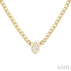 ASHI Pear Shape Bezel Curb & Cuban Diamond Fashion Necklace 967Y0PPFGNKYG-PR