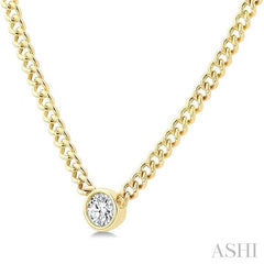 ASHI Round Shape Curb & Cuban Diamond Fashion Necklace 967Y0PPFGNKYG-RD