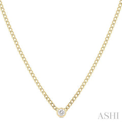 ASHI Round Shape Curb & Cuban Diamond Fashion Necklace 967Y0PPFGNKYG-RD