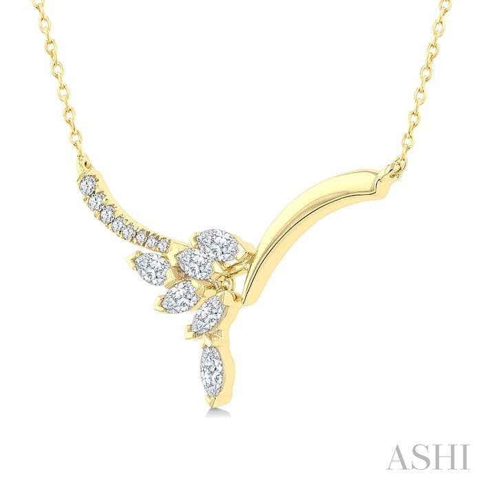 ASHI Floral Drop Diamond Fashion Necklace 969ZUPPFGNKYG