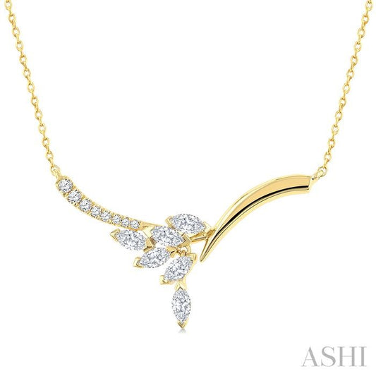 ASHI Floral Drop Diamond Fashion Necklace 969ZUPPFGNKYG