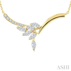 ASHI Floral Drop Diamond Fashion Necklace 969ZUPPFGNKYG