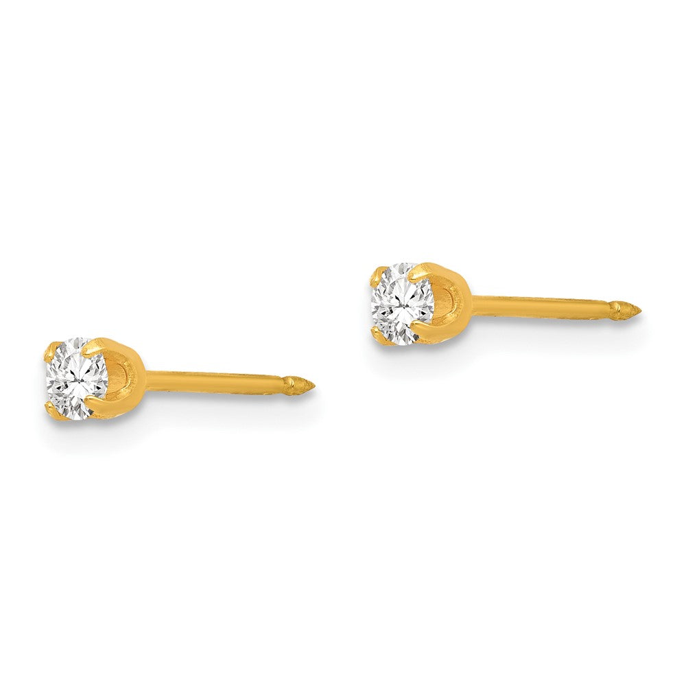 96E Inverness 14k 3mm April Crystal Birthstone Post Earrings