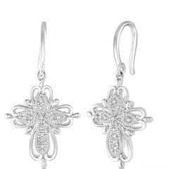 Parkplace Jewelers Silver Cross Diamond Fashion Earrings 86589PPSSSLER