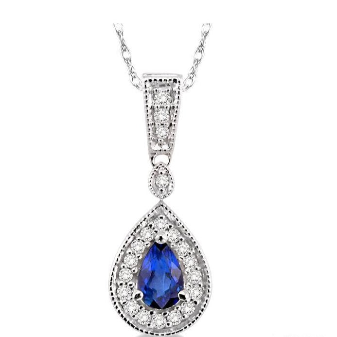 Parkplace Jewelers Pear Shape Gemstone & Halo Diamond Pendant 58327PPFNPDSPWG