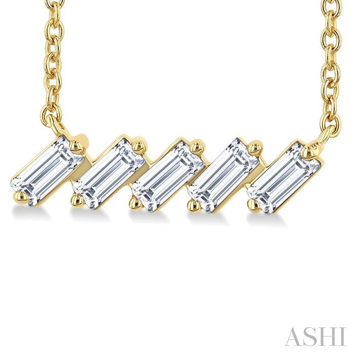 ASHI Baguette Diamond Bar Necklace 970TQPPFGNKYG