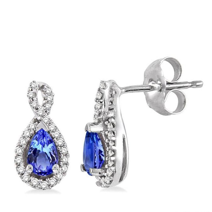 Parkplace Jewelers Pear Shape Gemstone & Halo Diamond Earrings 58368PPFNERTZWG