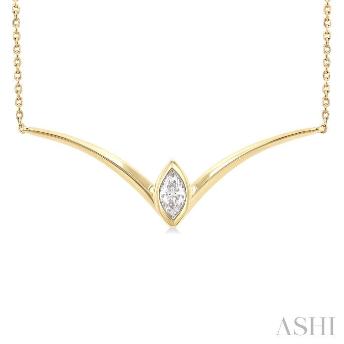 ASHI Marquise Shape Chevron Diamond Necklace 972YQPPFGNKYG