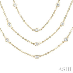 ASHI Mixed Shape Layered Diamond Station Necklace 973S5PPFGNKYG