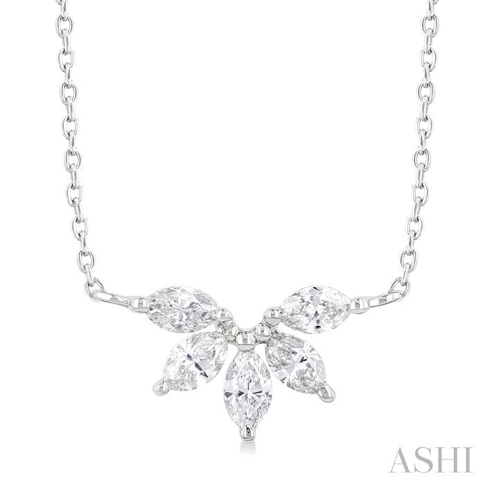 ASHI Marquise Shape Chevron Diamond Necklace 973YUPPFGNKWG