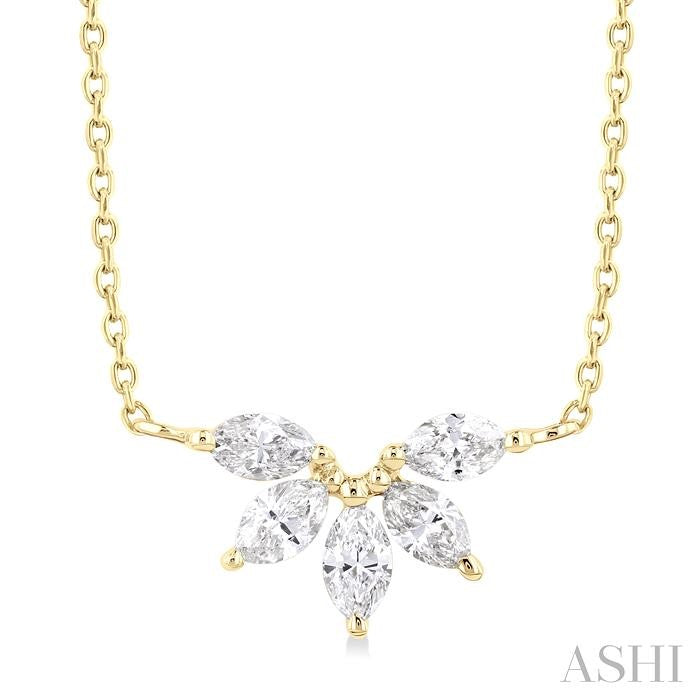 ASHI Marquise Shape Chevron Diamond Necklace 973YUPPFGNKYG