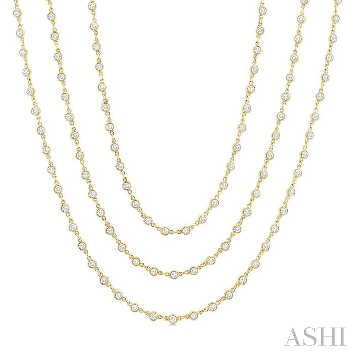 ASHI Bezel Set Layered Diamond Necklace 974SMPPFHNKYG-10