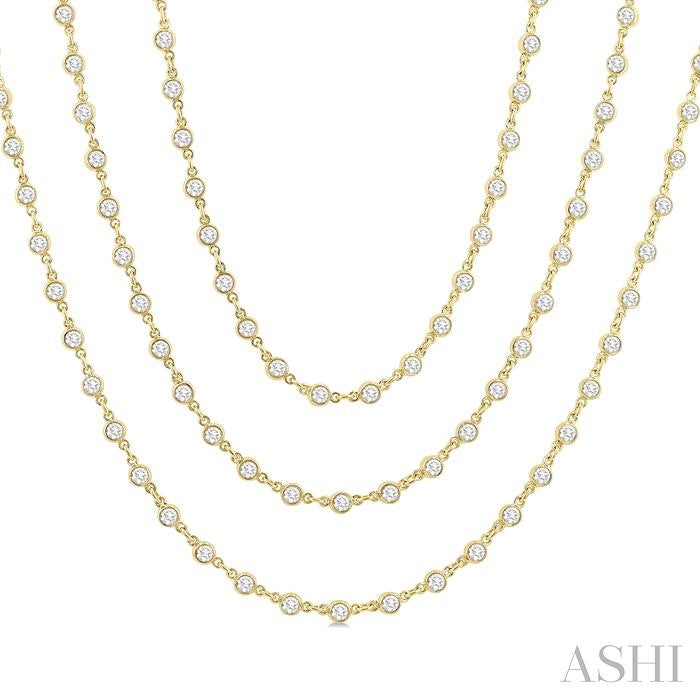 ASHI Bezel Set Layered Diamond Necklace 974SMPPFHNKYG-10