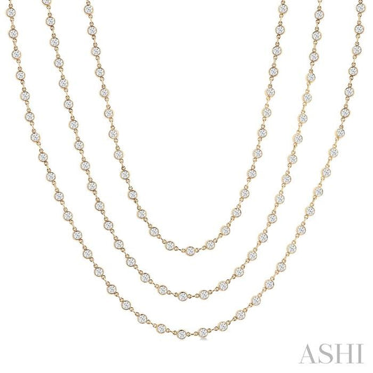 ASHI Bezel Set Layered Diamond Necklace 974SMPPFHNKYG-15