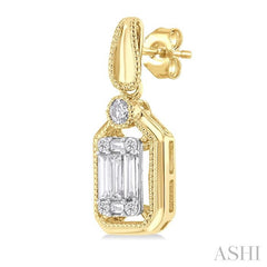 ASHI Emerald Shape Fusion Diamond Earrings 975A5PPFGERYW