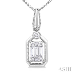 ASHI Emerald Shape Fusion Diamond Pendant 975A8PPFGPDWG
