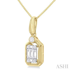 ASHI Emerald Shape Fusion Diamond Pendant 975A8PPFGPDYW