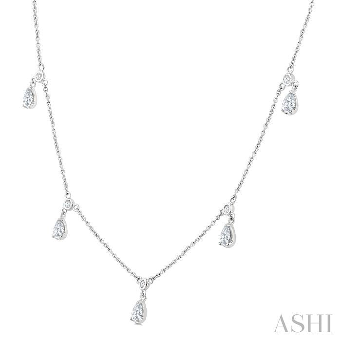 ASHI Pear Shape Diamond Dangle Station Necklace 975SHPPFGNKWG-PR