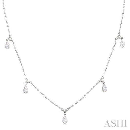 ASHI Pear Shape Diamond Dangle Station Necklace 975SHPPFGNKWG-PR