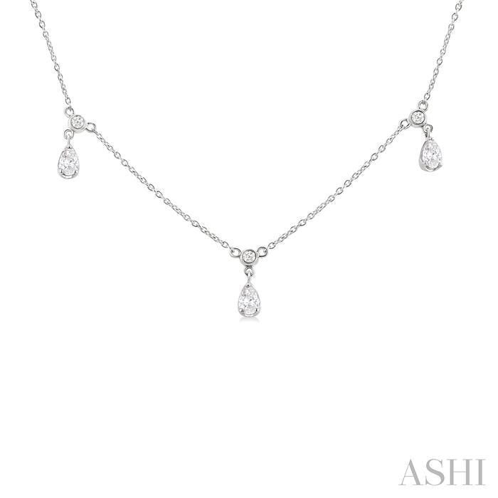 ASHI Pear Shape Diamond Dangle Station Necklace 975SHPPFGNKWG-PR