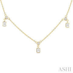 ASHI Emerald Shape Diamond Dangle Station Necklace 975SHPPFGNKYG-OC