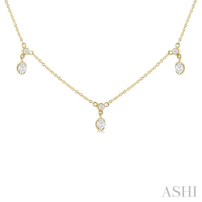 ASHI Oval Shape Diamond Dangle Station Necklace 975SHPPFGNKYG-OV