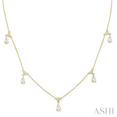ASHI Pear Shape Diamond Dangle Station Necklace 975SHPPFGNKYG-PR