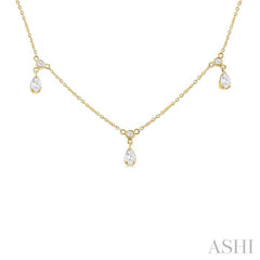 ASHI Pear Shape Diamond Dangle Station Necklace 975SHPPFGNKYG-PR