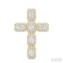 ASHI Cross Fusion Diamond Fashion Pendant 977A0PPFGPDYW-1.50