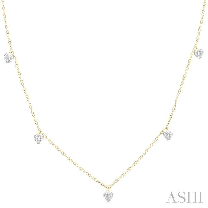 ASHI Heart Shape Lovebright Diamond Station Necklace 977SUPPFGNKYG-HT