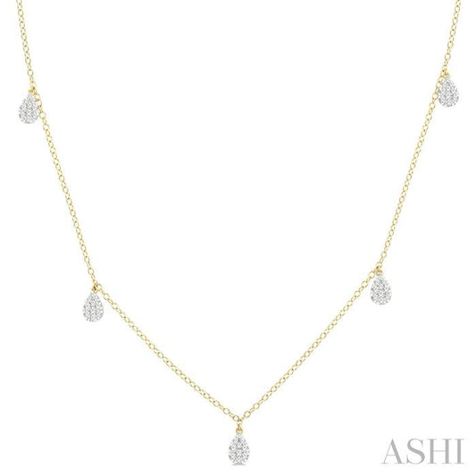 ASHI Pear Shape Lovebright Diamond Station Necklace 977SUPPFGNKYG-PR