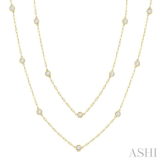ASHI Bezel Set Diamond Station Necklace 978S2PPFGNKYG