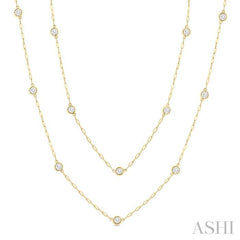 ASHI Bezel Set Diamond Station Necklace 978S2PPFGNKYG