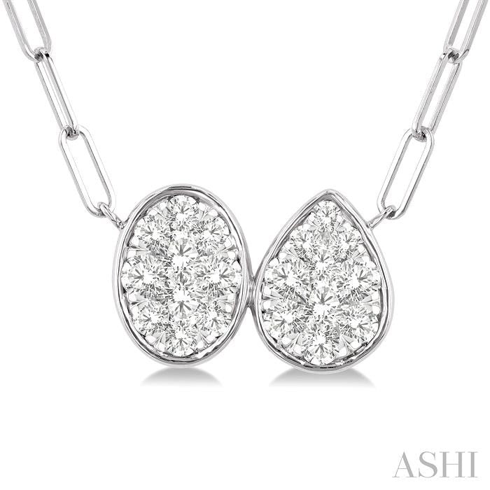 ASHI Oval & Pear Shape Lovebright Diamond Necklace 978YUPPFGNKWG