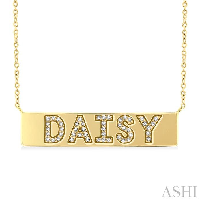 ASHI Block 'DAISY' Diamond Nameplate Necklace 978Z0PPTSNKYG