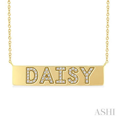 ASHI Block 'DAISY' Diamond Nameplate Necklace 978Z0PPTSNKYG