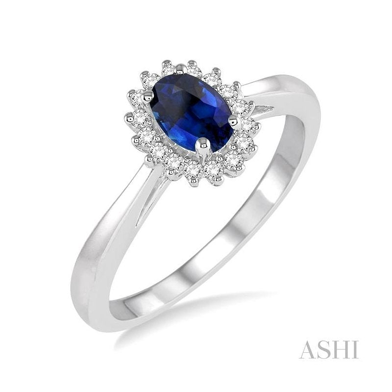 ASHI Oval Shape Gemstone & Halo Diamond Ring 40788PPTXSPWG