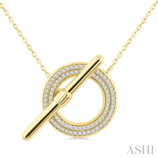 ASHI Circle Toggle Diamond Fashion Necklace 979YQPPTGNKYG-RD
