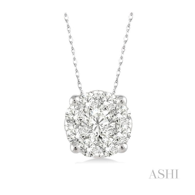 ASHI Round Shape Lovebright Essential Diamond Solitaire Pendant 91758PPFGPDWG