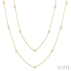 ASHI Bezel Set Diamond Station Long Necklace 980S1PPFGNKYG