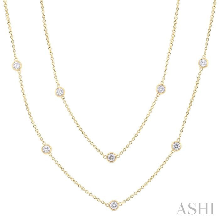 ASHI Bezel Set Diamond Station Long Necklace 980S2PPFGNKYG